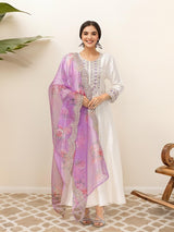 Women's White Kurta Set with Duppatta