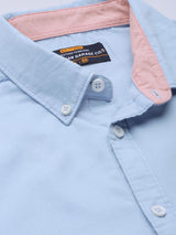 Men's Slim Fit PlaceMen'st Embroidered Full Sleeves Cutaway Collar Casual Shirt