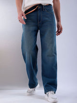 Men's Baggy Solid Mid Rise Jeans