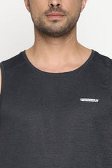 Men's Charcoal Regular Fit Swift Dry Odour Shield Gym Vest - Pack of 1