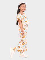 Girls Multicolor Casual Printed Regular Fit Half Sleeves Clothing Set