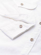 Men's Slim Fit Solid Full Sleeves Mandarin Collar Double Flap Pocket Casual Shirt