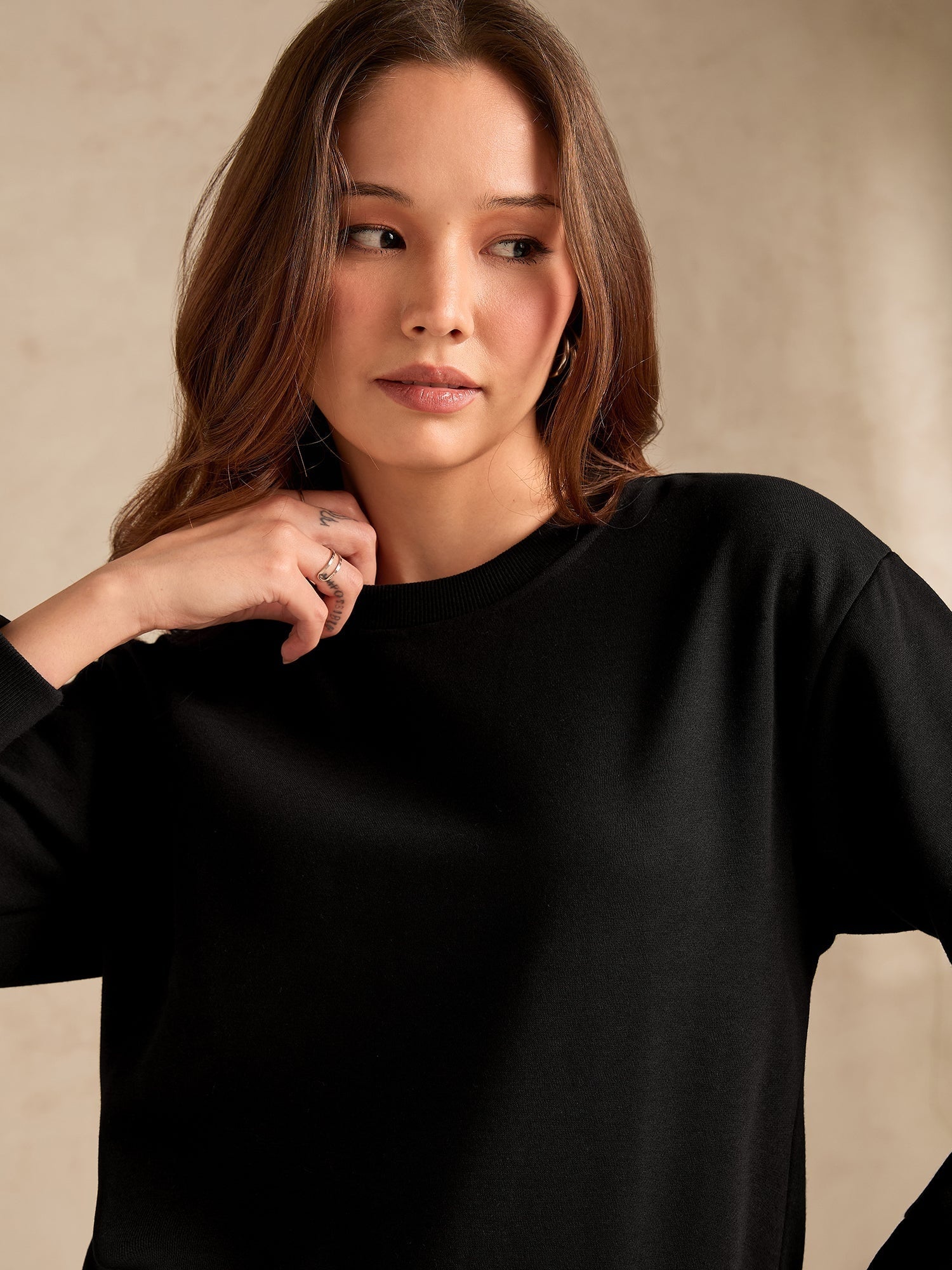 Women's Black Varsity Graphic Sweatshirt