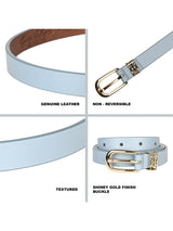 Women's Powder Blue Casual Leather Belt