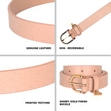 Women's Powder Pink Casual Leather Belt