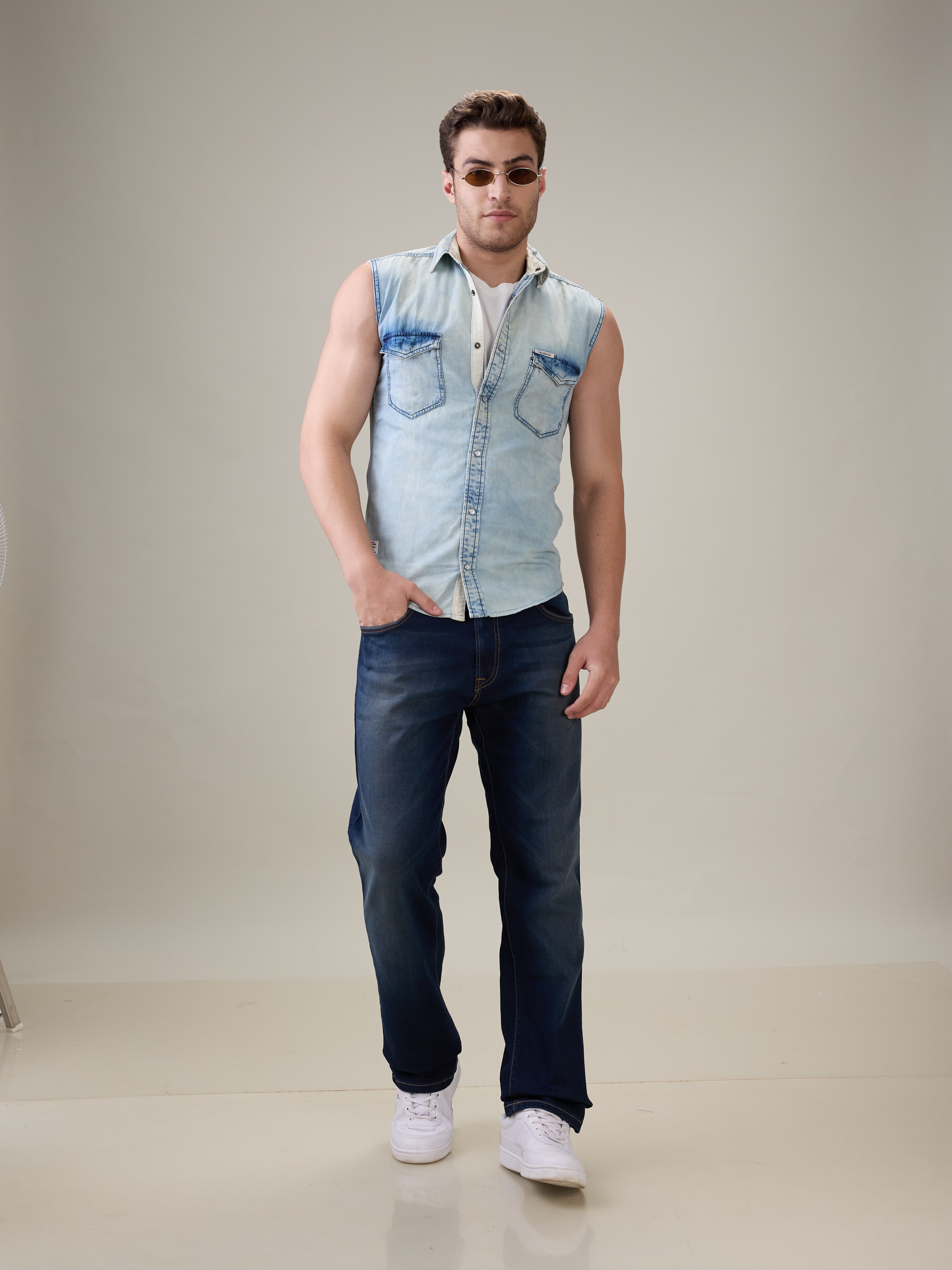 Mens Blue Casual Slim Fit Jeans