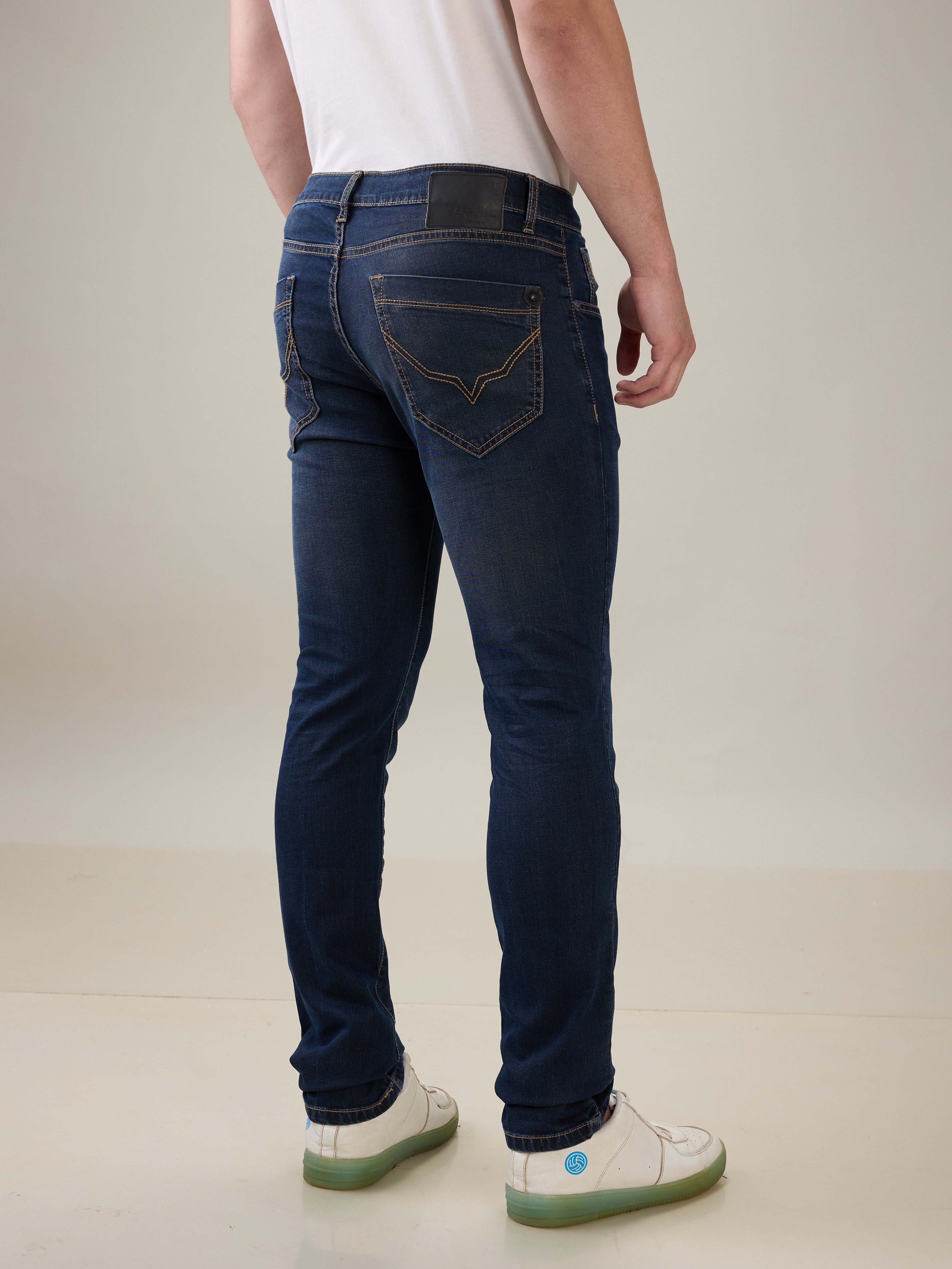 Mens Blue Casual Slim Fit Jeans