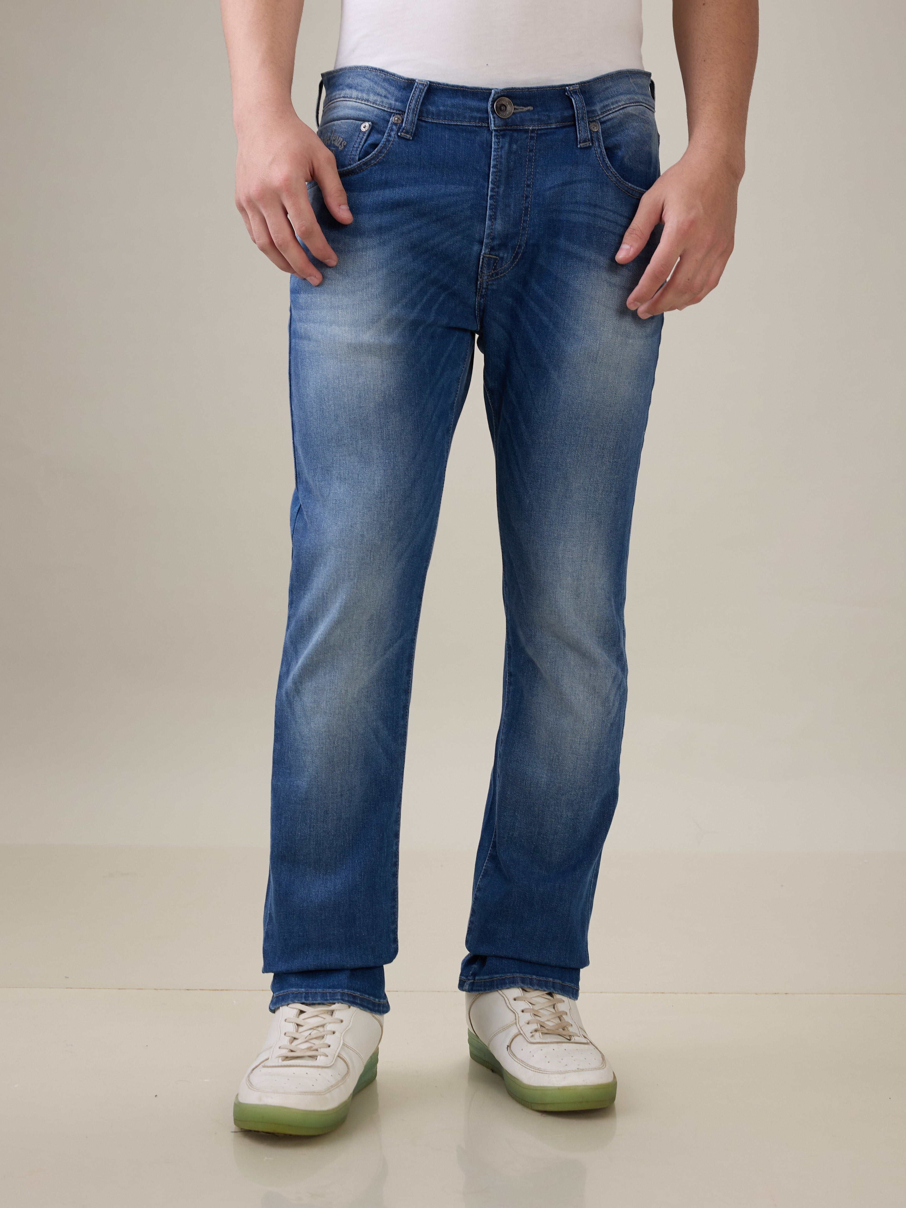 Mens Blue Casual Slim Fit Jeans