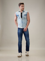 Mens Blue Casual Slim Fit Jeans