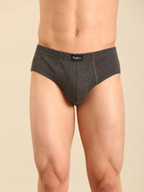 Men's Grey Cotton Regular Fit Briefs