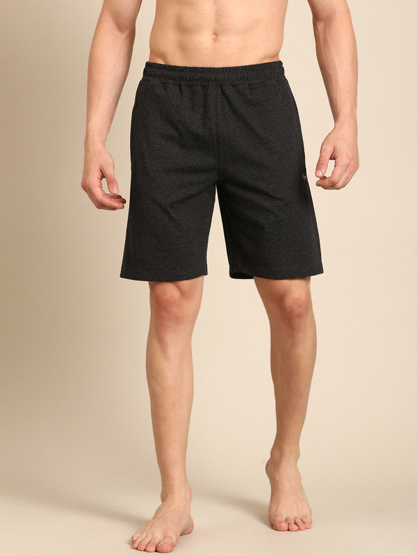 Men's Black Cotton Regular Fit Shorts
