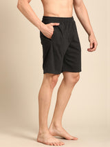 Men's Black Cotton Regular Fit Shorts