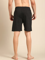 Men's Black Cotton Regular Fit Shorts