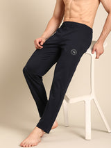 Men's Blue Cotton Regular Fit Track Pant