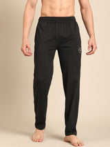 Men's Black Cotton Regular Fit Track Pant