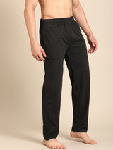 Men's Black Cotton Regular Fit Track Pant