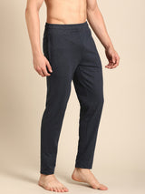 Men's Blue Cotton Regular Fit Track Pant