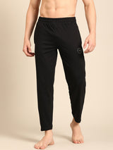 Men's Black Cotton Regular Fit Track Pant