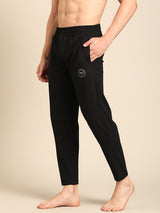 Men's Black Cotton Regular Fit Track Pant