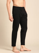Men's Black Cotton Regular Fit Track Pant