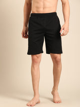 Men's Black Cotton Regular Fit Shorts