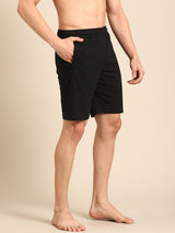 Men's Black Cotton Regular Fit Shorts