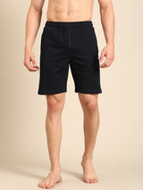 Men's Blue Cotton Regular Fit Shorts