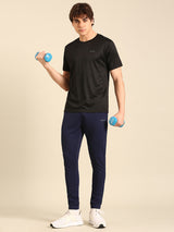 Men's Black Polyester Regular Fit Tshirt