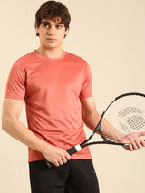 Men's Pink Polyester Regular Fit Tshirt
