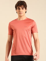 Men's Pink Polyester Regular Fit Tshirt