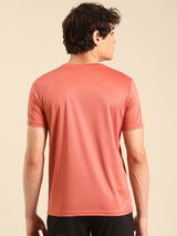 Men's Pink Polyester Regular Fit Tshirt