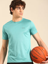 Men's Blue Polyester Regular Fit Tshirt