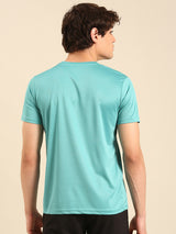 Men's Blue Polyester Regular Fit Tshirt