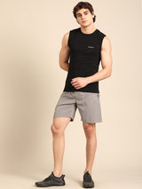 Men's Black Cotton Regular Fit Vest
