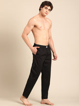 Men's Black Cotton Regular Fit Pyjama