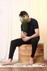 Men's Black Cotton Regular Fit Track Pant