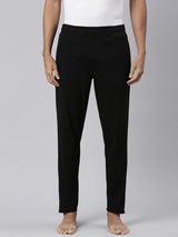 Men's Black Cotton Regular Fit Track Pant