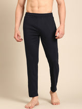 Men's Blue Cotton Regular Fit Track Pant