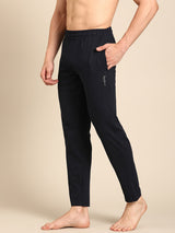 Men's Blue Cotton Regular Fit Track Pant