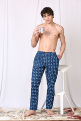 Men's Blue Cotton Regular Fit Pyjama