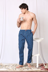 Men's Blue Cotton Regular Fit Pyjama