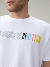 Mens White Casual Regular Fit Printed Half Sleeves Tshirt