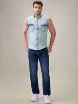 Mens Blue Casual Regular Fit Jeans
