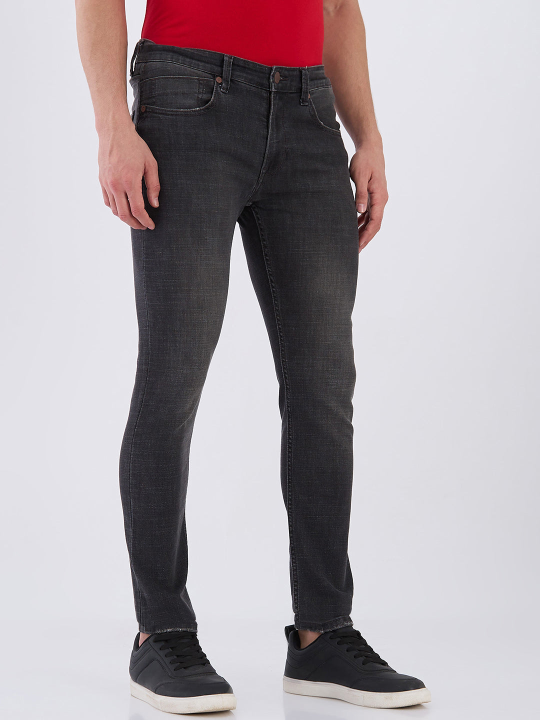 Mens Black Casual Tapered Fit Jeans