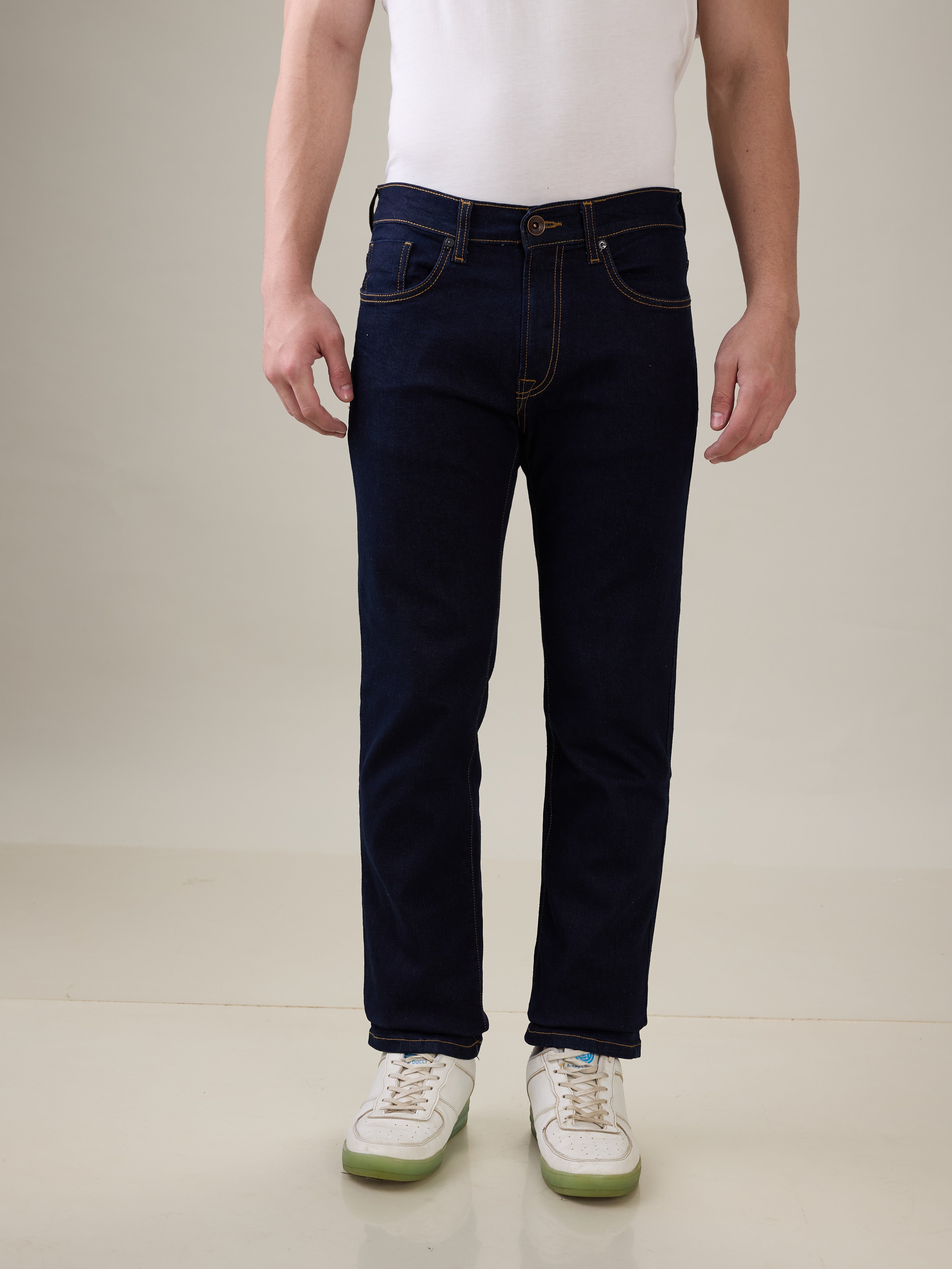 Mens Blue Casual Straight Fit Jeans