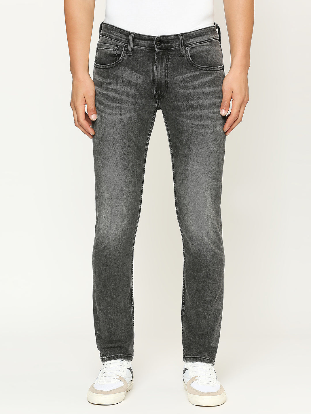 Mens Black Regular Stretchable Jeans