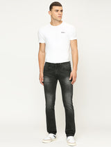 Mens Black Regular Stretchable Jeans