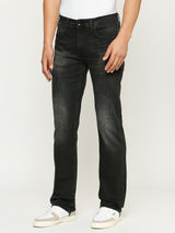 Mens Black Regular Stretchable Jeans