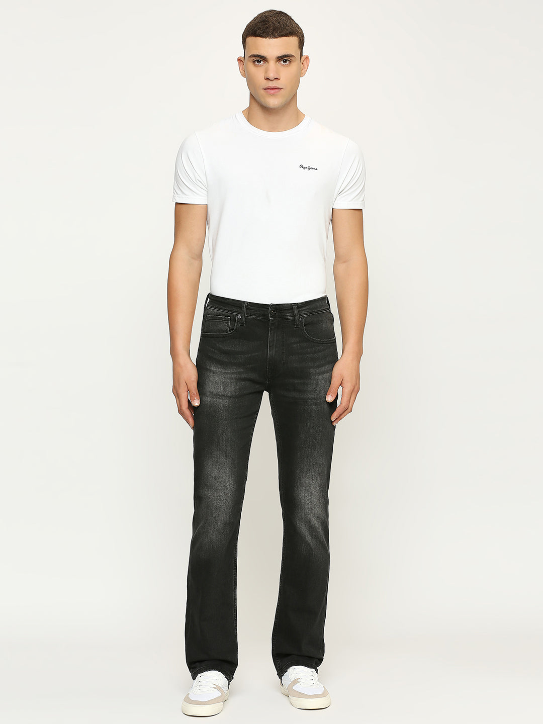 Mens Black Regular Stretchable Jeans