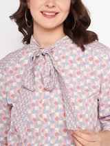 Women's Multicolor Casual Regular Fit Printed Three Quarter Sleeves Top